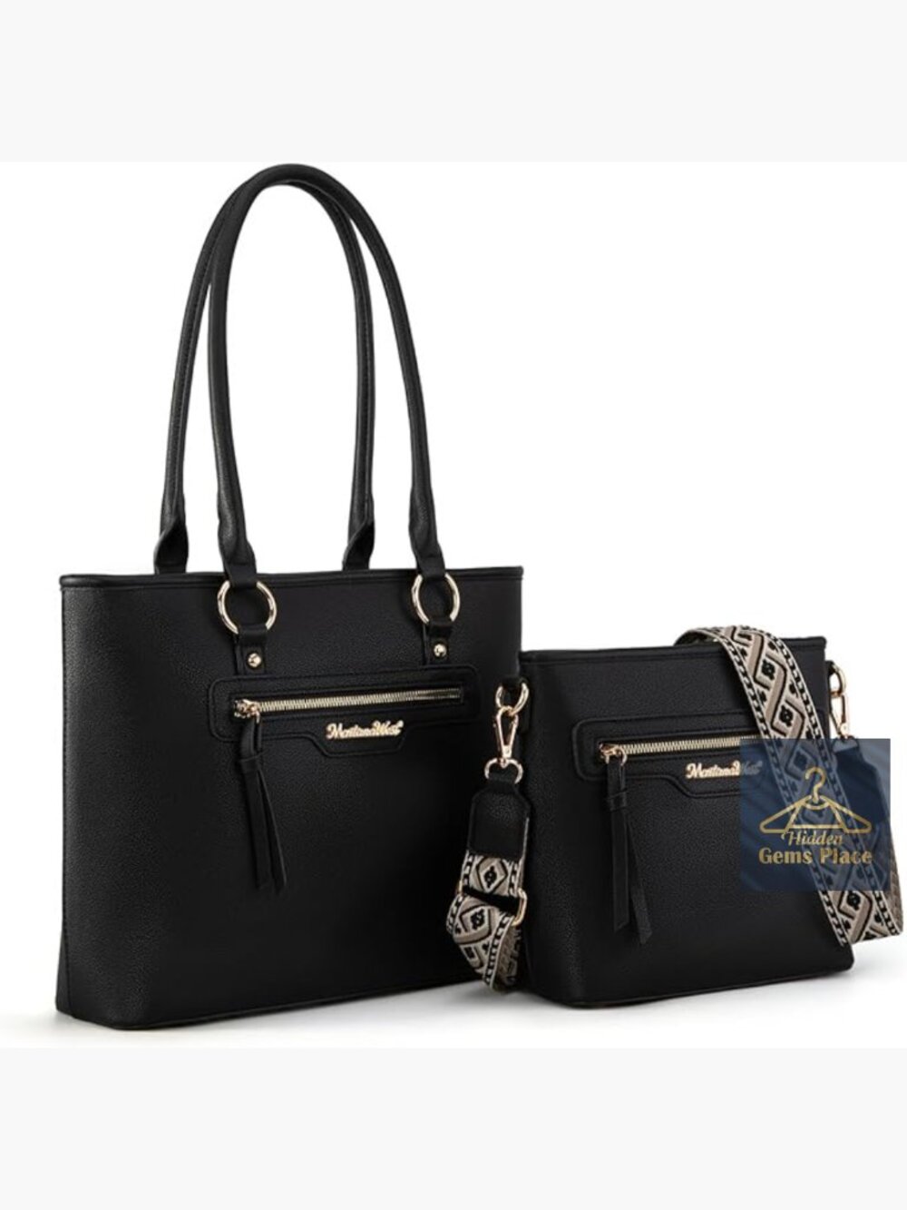 Vegan Leather Tote and Crossbody Purse Set 2-Piece